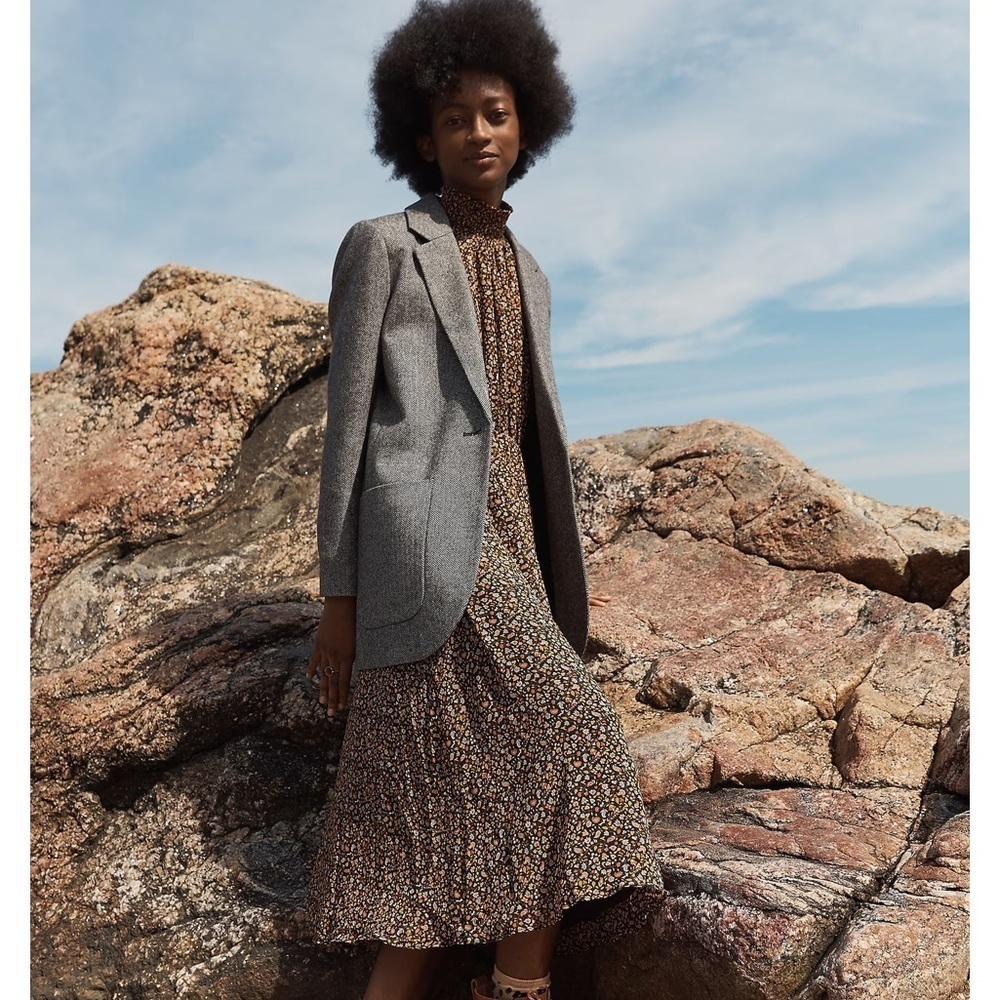 Madewell (Re)sourced Georgette Smocked Midi Dress in Folktale Paisley NEW